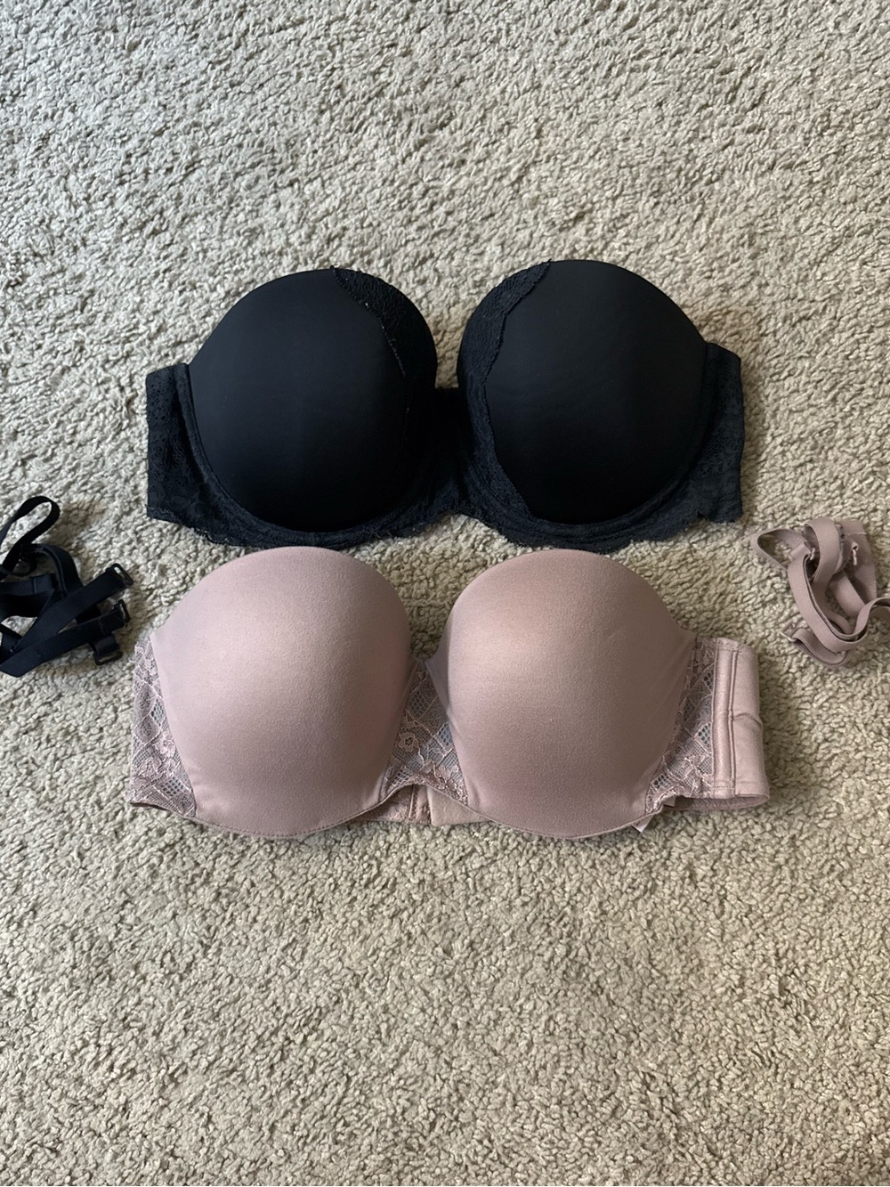 Victoria's Secret Convertible Strapless Bra Bundle in Black & Beige